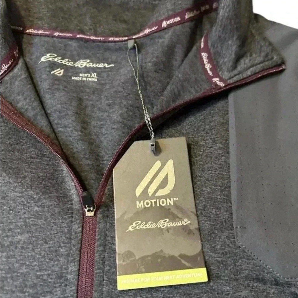 Eddie Bauer Men's Motion 1/2 Zip Mock Neck Dark Gray Pullover LS Shirt Sz XL NWT - Picture 3 of 8